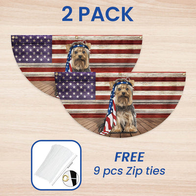 Yorkshire Terrier Dog Flag Charming Dog Wrapped in Glory Non-Pleated Fan Flag