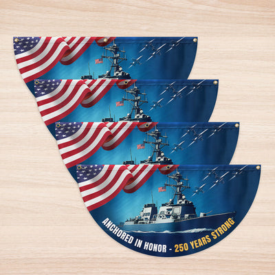 America 250th Anniversary Anchored in Honor Patriotic Navy Fan Flag