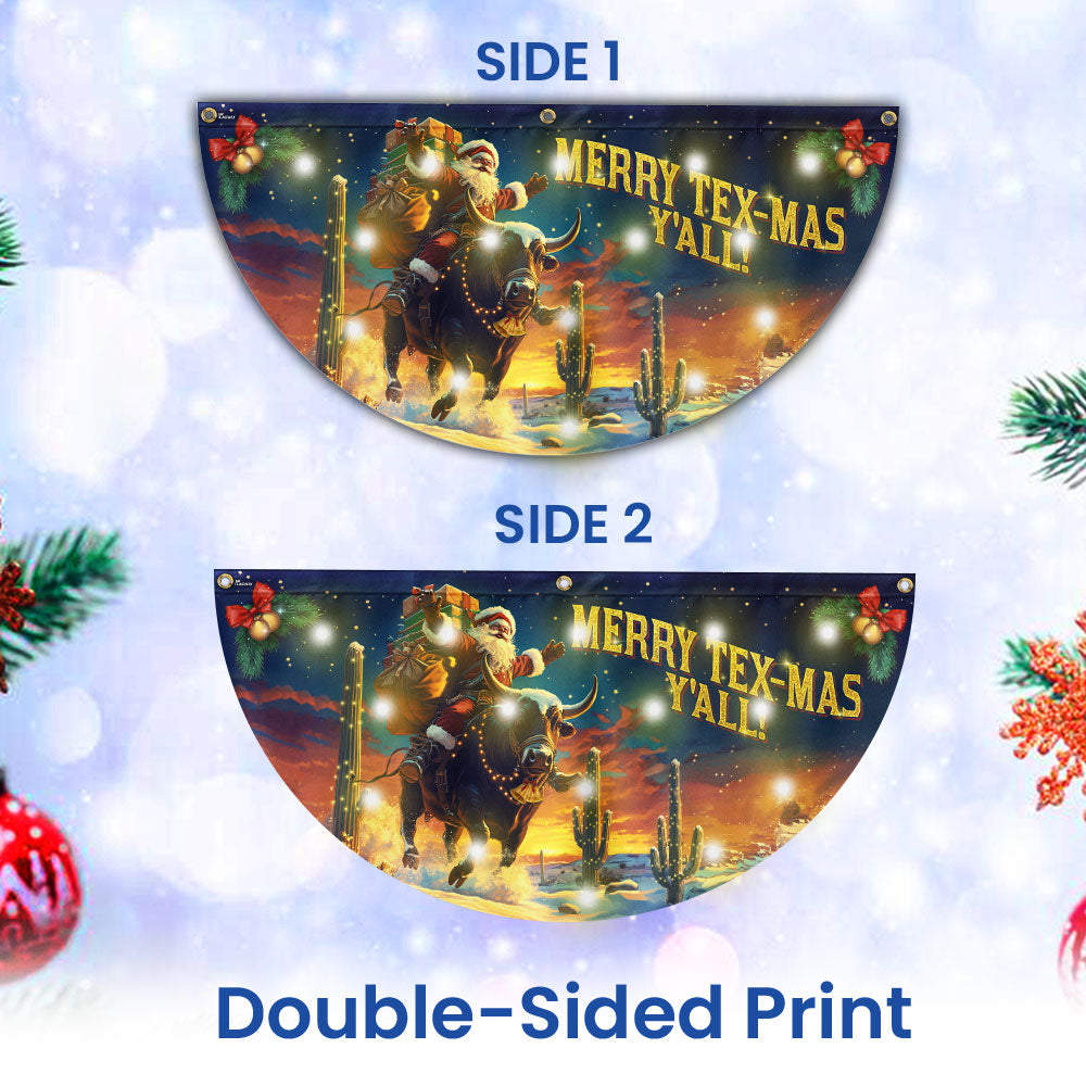 Merry Tex-Mas Y’all Flag | Cowboy Solar LED Fan Flag for Holiday Decor