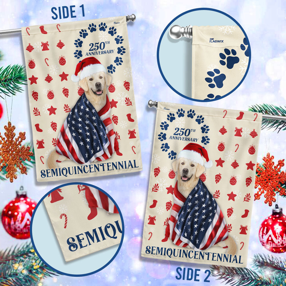 Patriotic Yellow Labrador Retriever Flag American 250th Christmas Decor