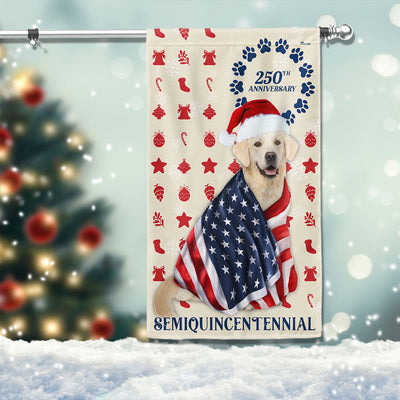 Patriotic Yellow Labrador Retriever Flag American 250th Christmas Decor