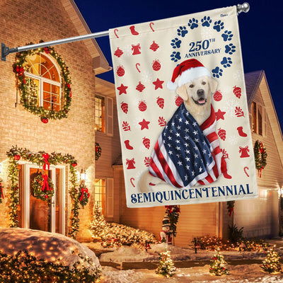 Patriotic Yellow Labrador Retriever Flag American 250th Christmas Decor