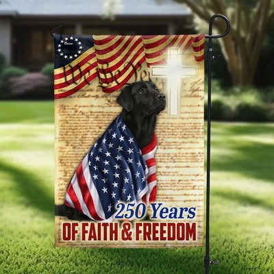 Black Labrador Patriotic Flag | 250 Years of Faith & Freedom Decor