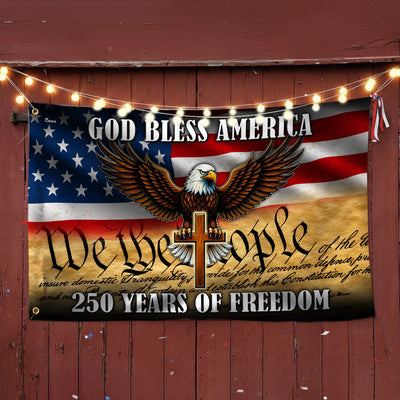 We The People Patriotic Eagle Cross 250 Years of Freedom Grommet Flag