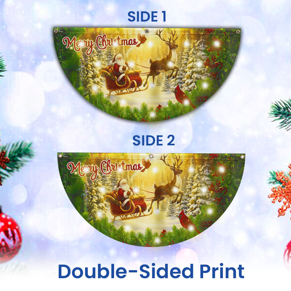 Merry Christmas Santa Claus with Sleigh and Reindeer Cardinal Solar Led Fan Flag