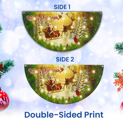 Merry Christmas Santa Claus with Sleigh and Reindeer Cardinal Solar Led Fan Flag