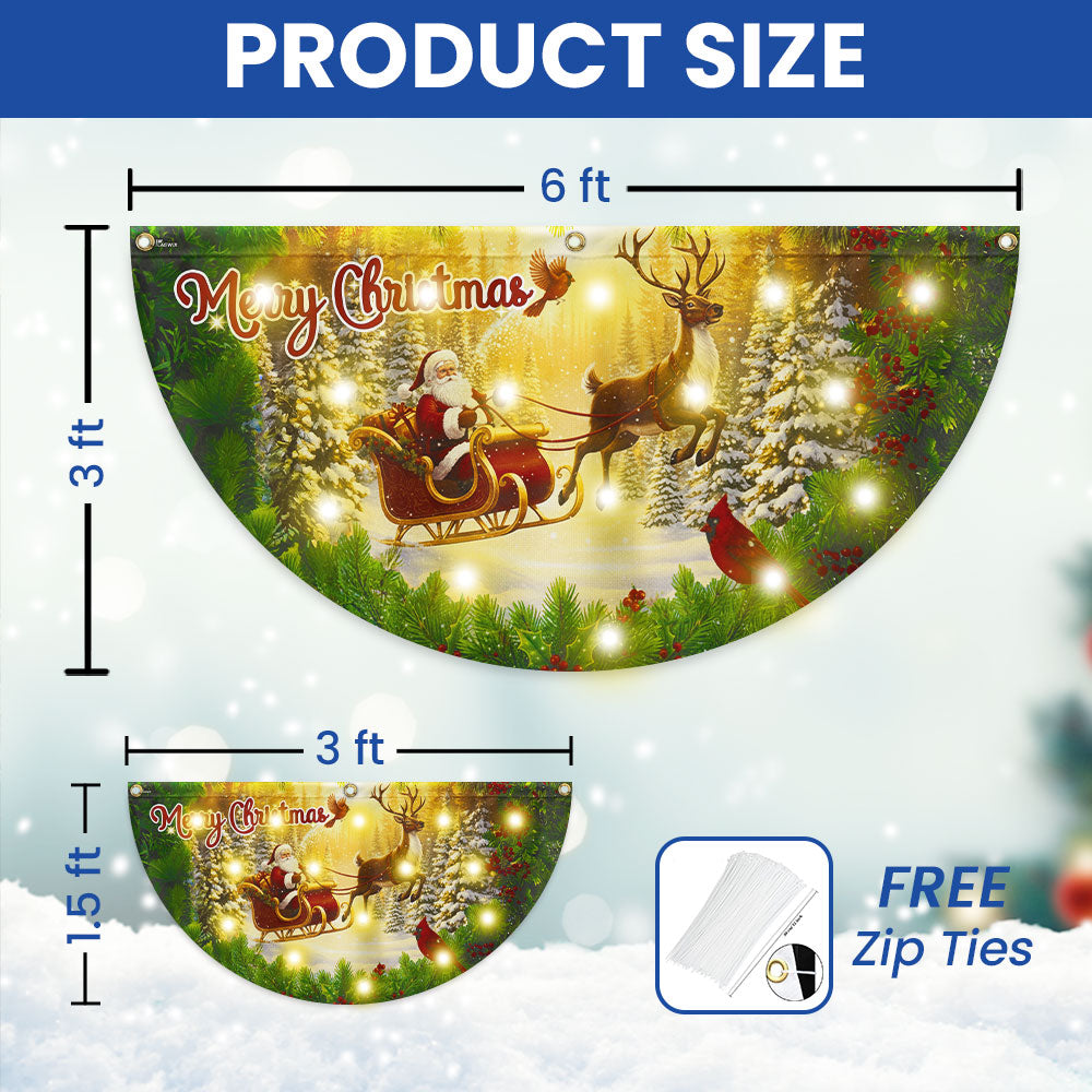 Merry Christmas Santa Claus with Sleigh and Reindeer Cardinal Solar Led Fan Flag