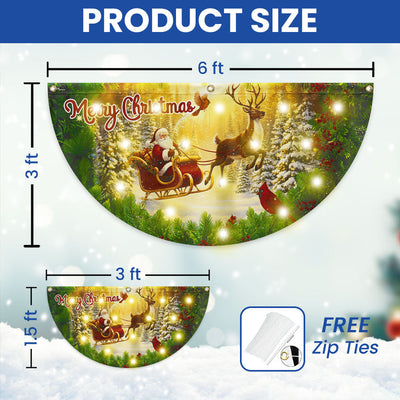 Merry Christmas Santa Claus with Sleigh and Reindeer Cardinal Solar Led Fan Flag