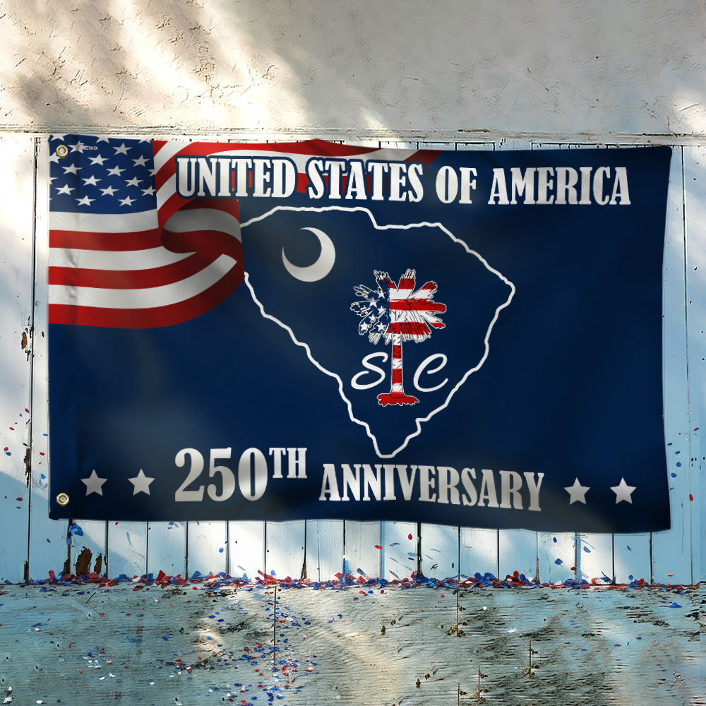 SC 250th Anniversary State Grommet Flag, South Carolina USA 1776–2026 Decor