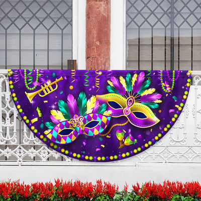 Louisiana Mardi Gras Fan Flag, Masks Beads Fat Tuesday Home Decor