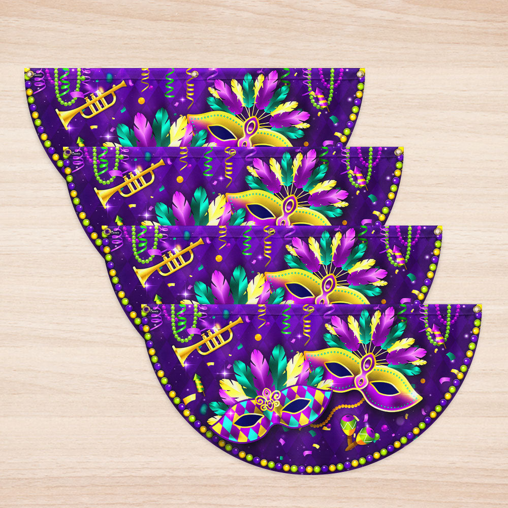 Louisiana Mardi Gras Fan Flag, Masks Beads Fat Tuesday Home Decor