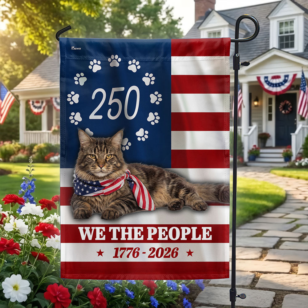 250 Years Maine Coon Cat American Flag, Patriotic Cat 1776 2026 Flag