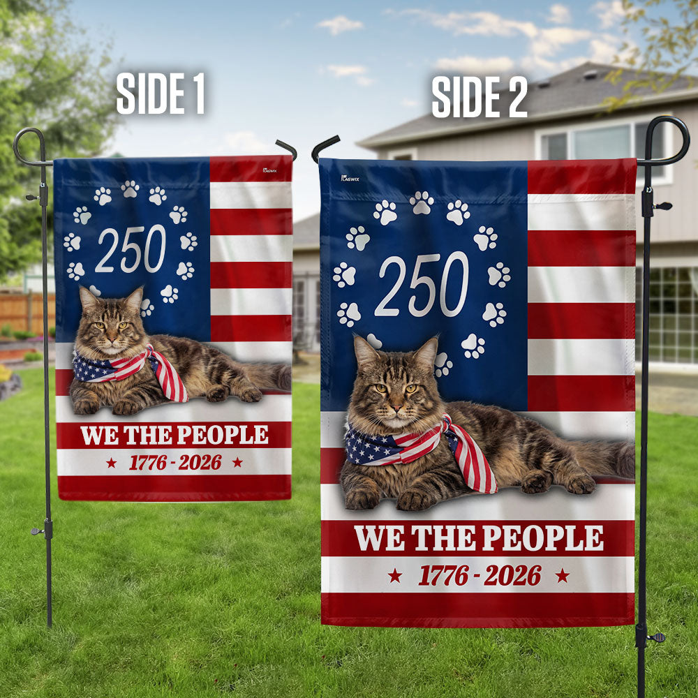 250 Years Maine Coon Cat American Flag, Patriotic Cat 1776 2026 Flag