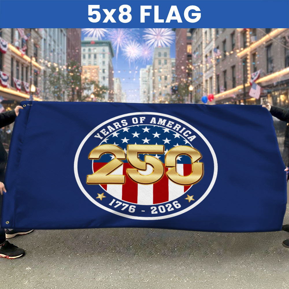 Patriotic 250 Years of America 1776 2026 Semiquincentennial Grommet Flag