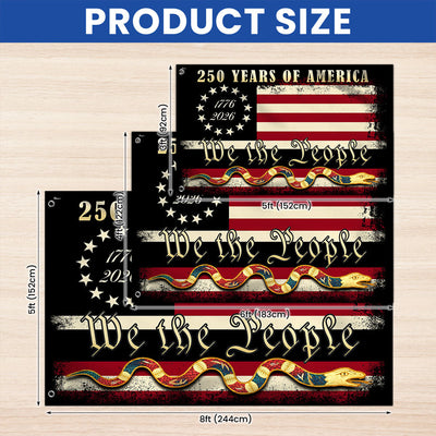 We The People 1776 2026 American Grommet Flag, 250 Years of American Heritage Patriotic
