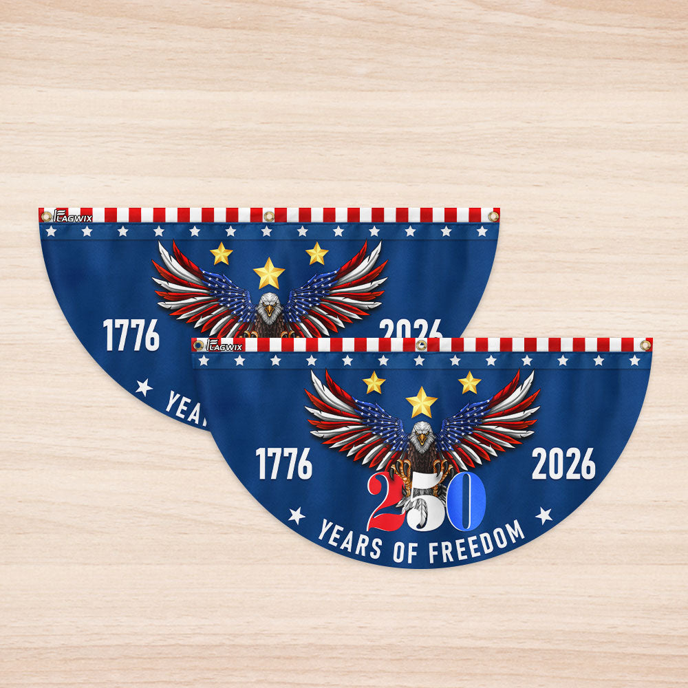 250 Years of Freedom Semiquincentennial American Eagle Patriotic Fan Flag