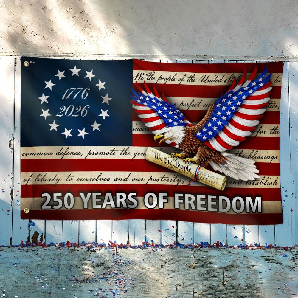250 Years of Freedom Flag, We The People Patriotic 1776 2026 Grommet Flag