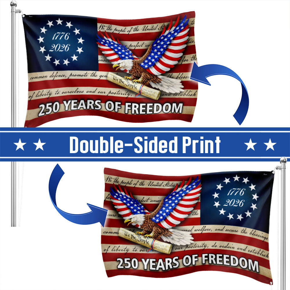 250 Years of Freedom Flag, We The People Patriotic 1776 2026 Grommet Flag