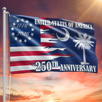 SC 250Th Anniversary Flag, 1776 2026 America South Carolina State Grommet Flag