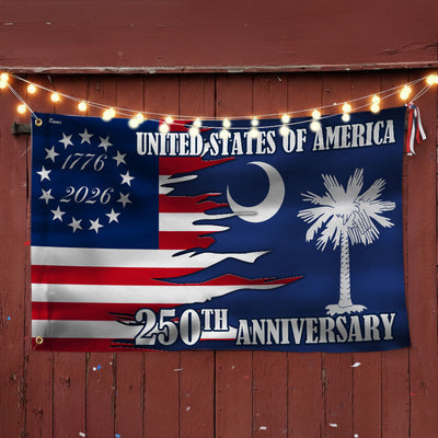 SC 250Th Anniversary Flag, 1776 2026 America South Carolina State Grommet Flag