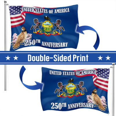 250th Anniversary Pennsylvania State with Ruffed Grouse American Grommet Flag