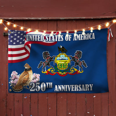 250th Anniversary Pennsylvania State with Ruffed Grouse American Grommet Flag