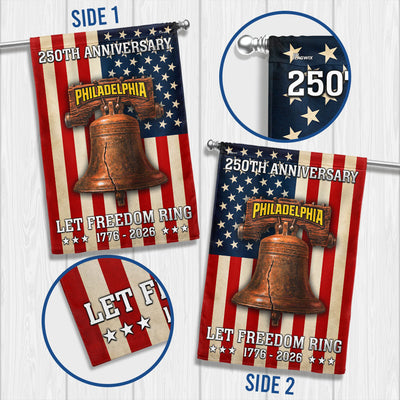 250th Anniversary Philadelphia 1776 2026 Let Freedom Ring American Flag