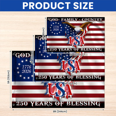 Betsy Ross 250 Years of Blessing 1776 2026 USA Patriotic Grommet Flag