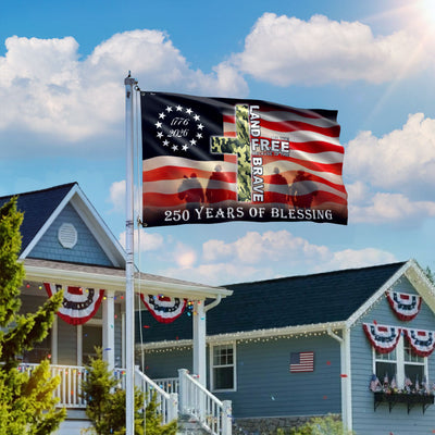 Patriotic 1776 2026 Land of the Free 250 Years of Blessing Grommet Flag