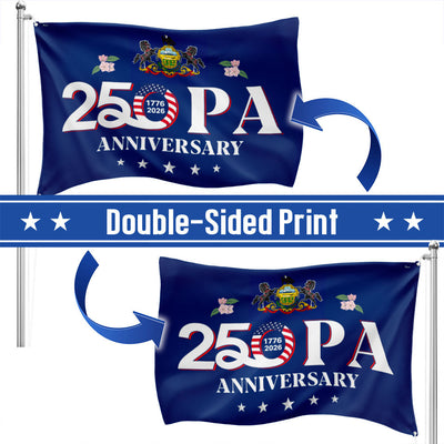 Patriotic America Pennsylvania Flag, 250 PA 1776 2026 Grommet Flag