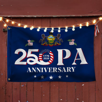 Patriotic America Pennsylvania Flag, 250 PA 1776 2026 Grommet Flag
