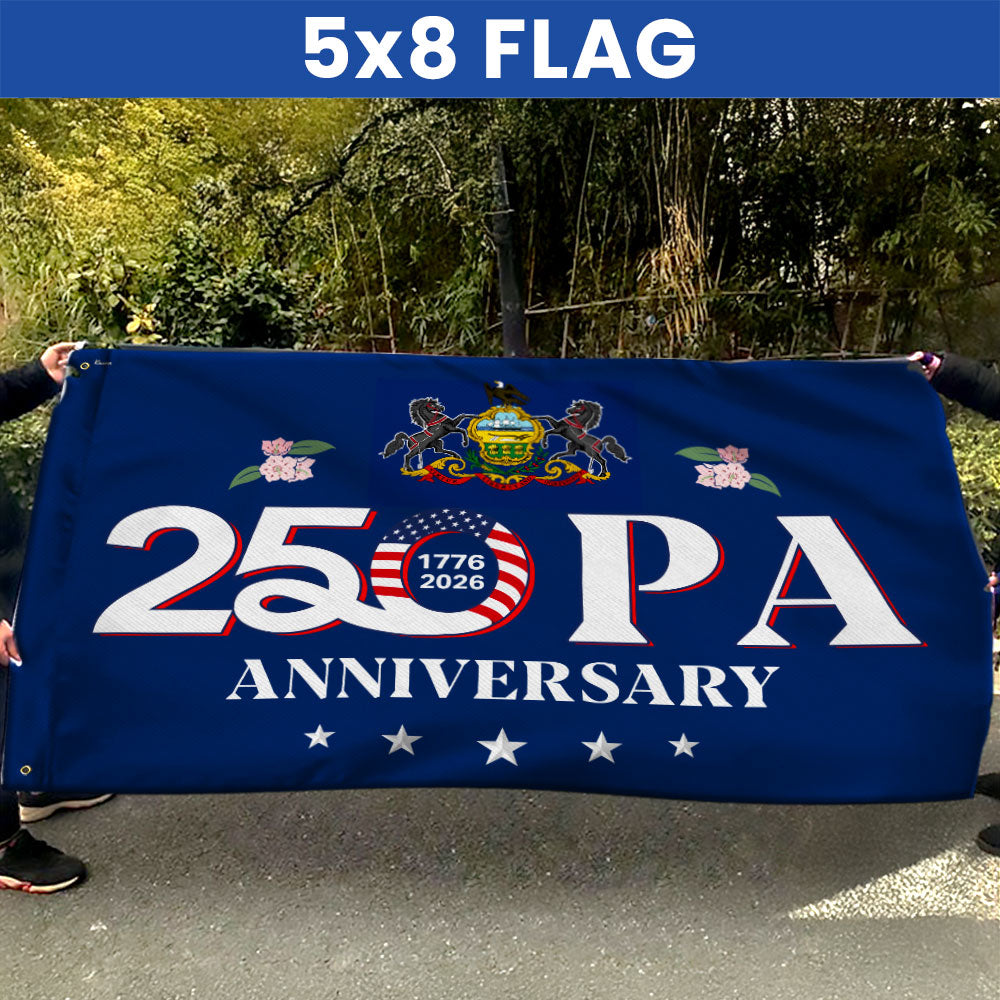Patriotic America Pennsylvania Flag, 250 PA 1776 2026 Grommet Flag