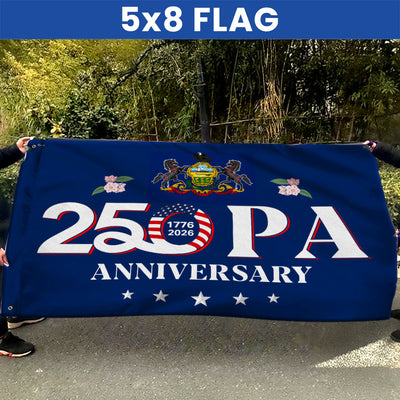Patriotic America Pennsylvania Flag, 250 PA 1776 2026 Grommet Flag