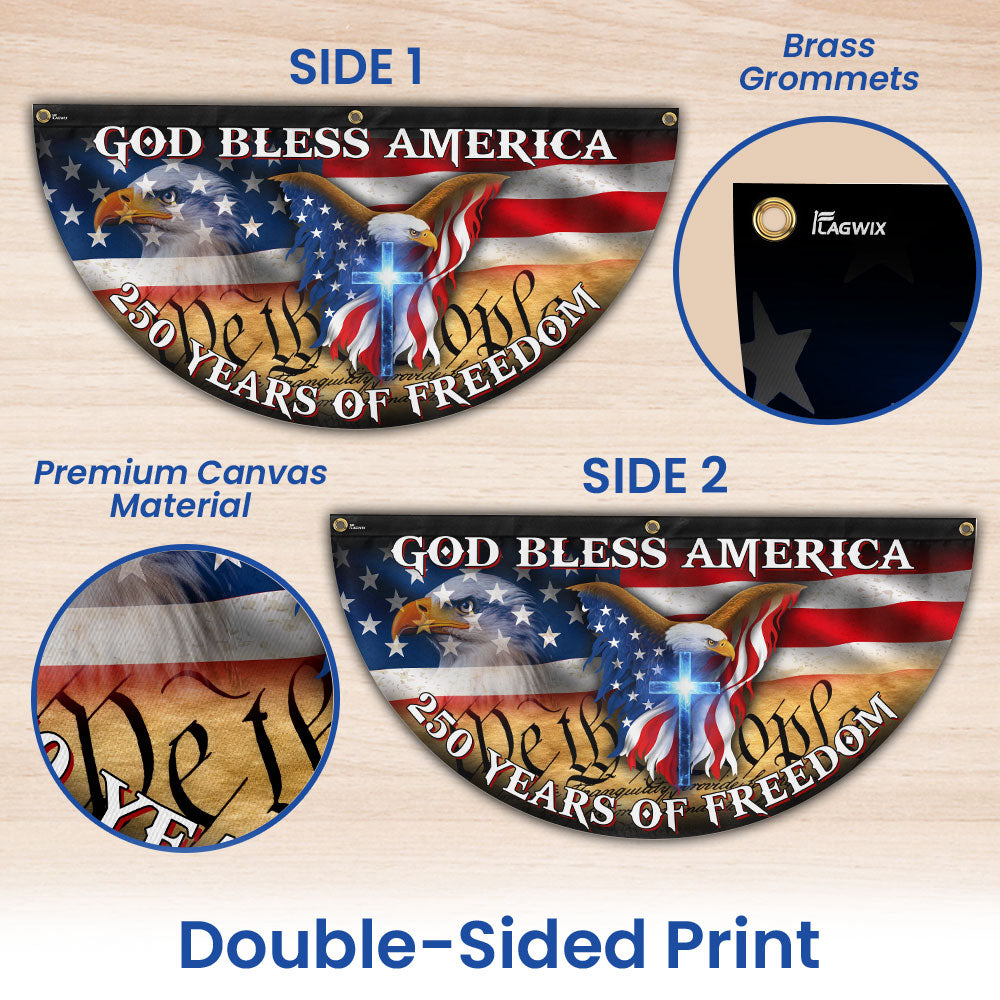 250 Years God Bless America Flag, Patriotic 1776 2026 Freedom Fan Flag