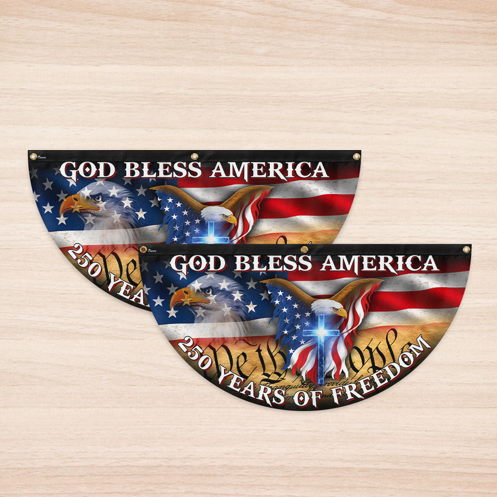 250 Years God Bless America Flag, Patriotic 1776 2026 Freedom Fan Flag