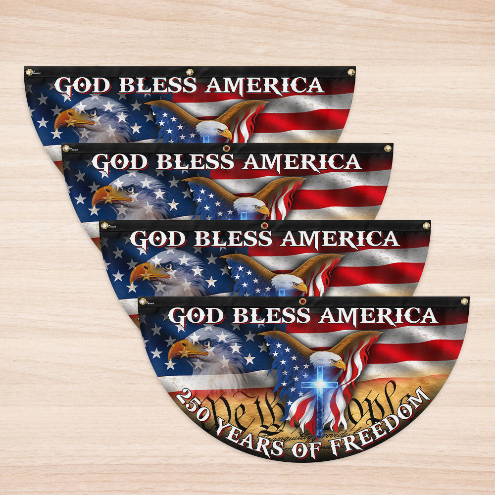 250 Years God Bless America Flag, Patriotic 1776 2026 Freedom Fan Flag