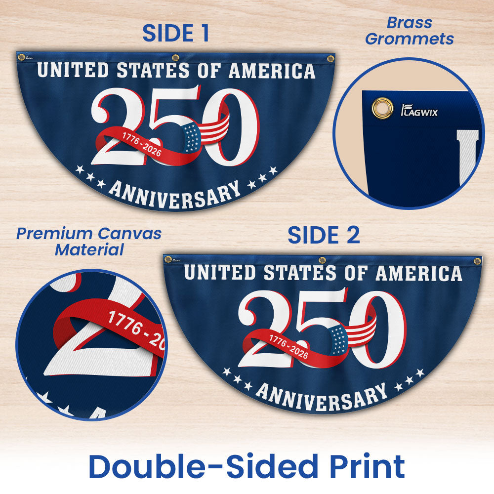 Patriotic 250 Years 1776 2026 America Semiquincentennial Fan Flag