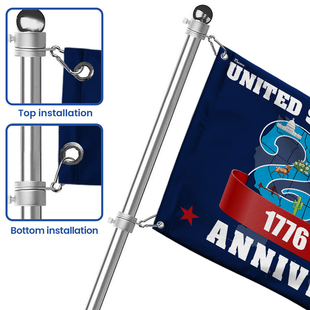 America 250th Anniversary Flag, Patriotic 1776 2026 USA Map Grommet Flag