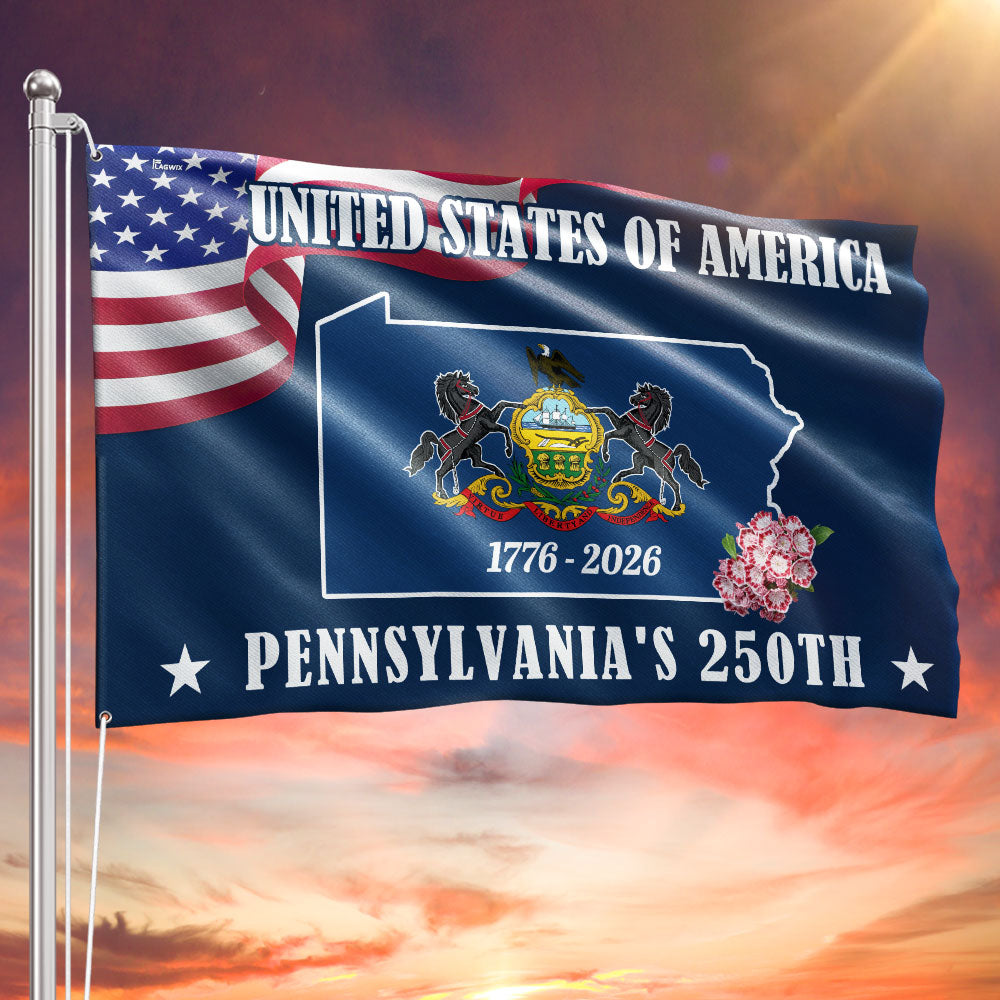 250 PA The Keystone State Flag, 1776 2026 Pennsylvania Patriotic Grommet Flag