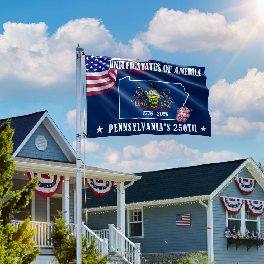 250 PA The Keystone State Flag, 1776 2026 Pennsylvania Patriotic Grommet Flag