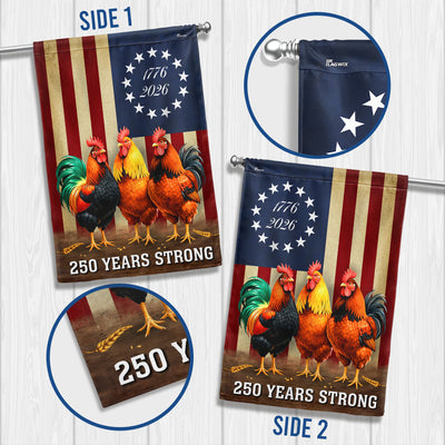250 Years Strong 1776 2026 Chicken Flag, Patriotic Rooster Farm Decor