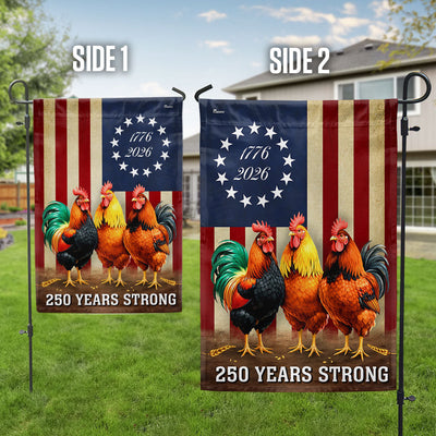 250 Years Strong 1776 2026 Chicken Flag, Patriotic Rooster Farm Decor