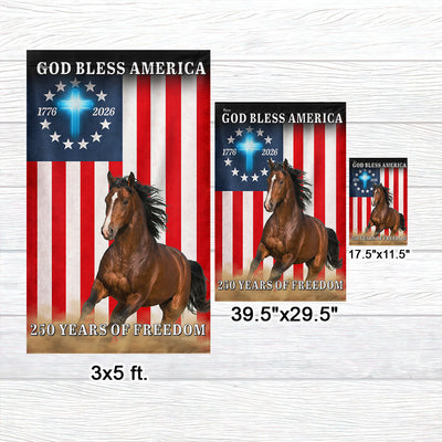 God Bless America Patrotic Horse Flag, 250 Years of Freedom Farm Flag