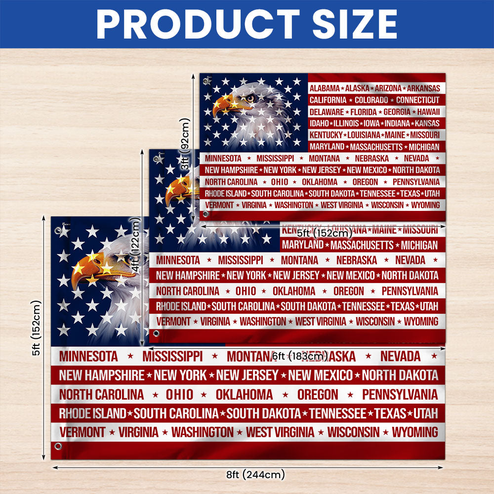 Patriotic United States America Grommet Flag, States Flag 250 Years
