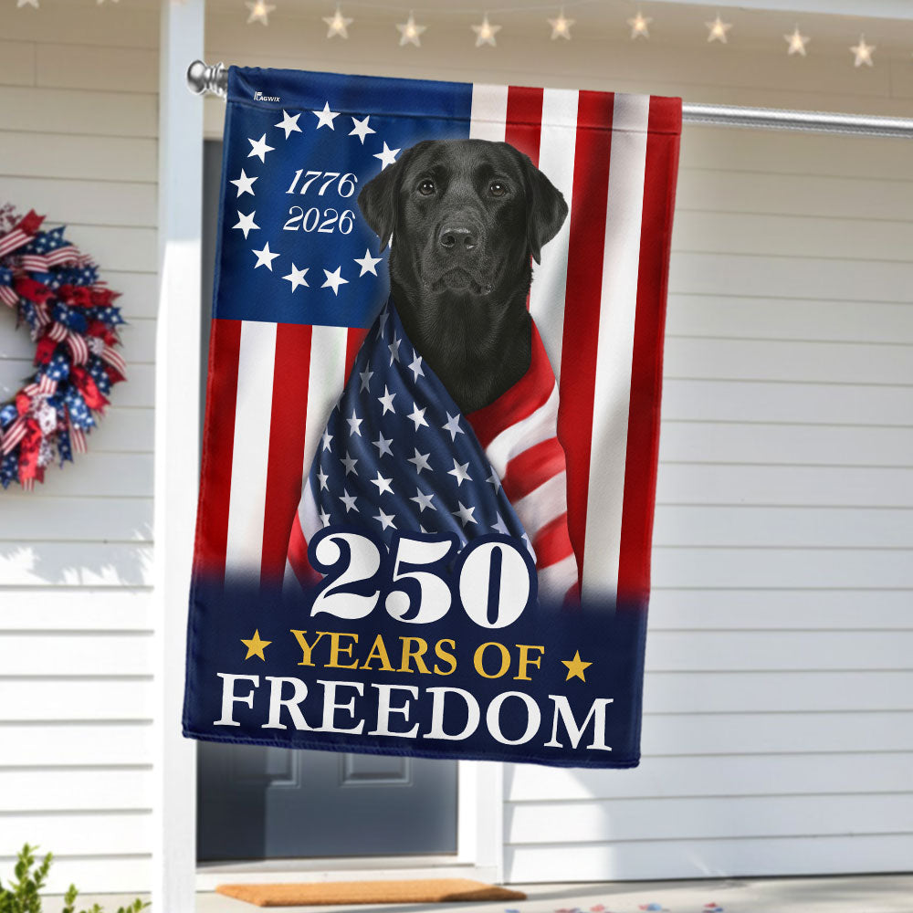 250 Years 1776 2026 Patriotic Black Labrador Retriever American Flag