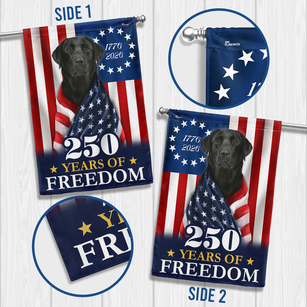 250 Years 1776 2026 Patriotic Black Labrador Retriever American Flag