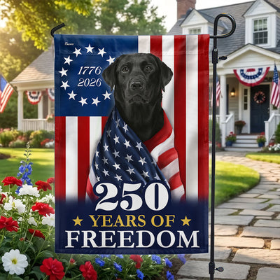 250 Years 1776 2026 Patriotic Black Labrador Retriever American Flag