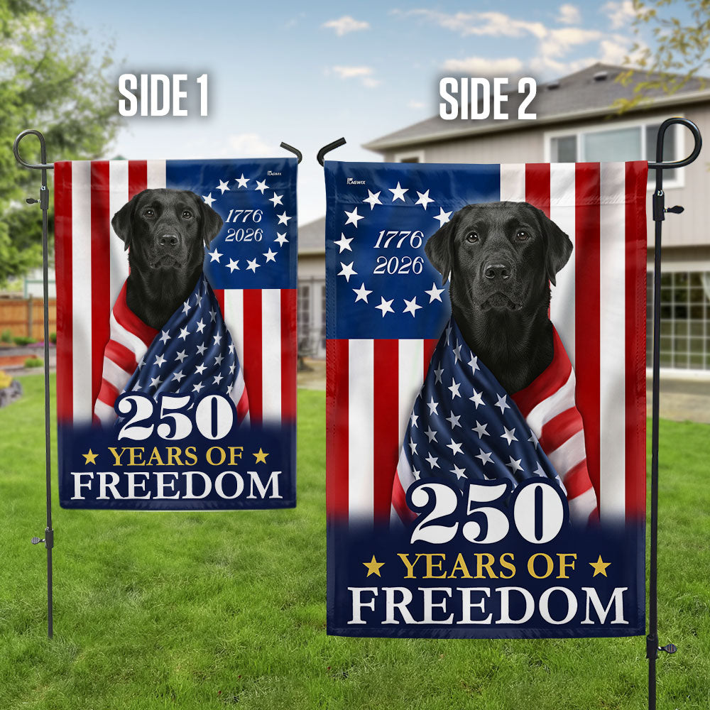 250 Years 1776 2026 Patriotic Black Labrador Retriever American Flag