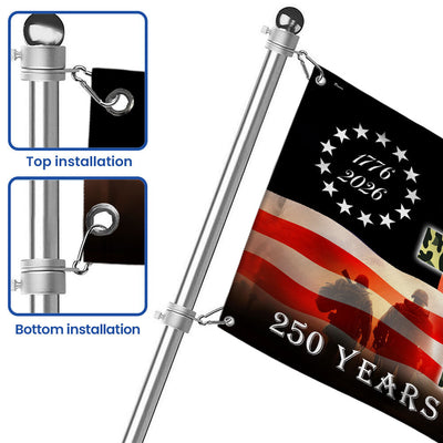 Betsy Ross 250 Years of Freedom, Land of Free Veterans Grommet Flag