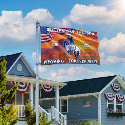 America 250th Wyoming State Grommet Flag, WY Forever West 1776 2026 Decor